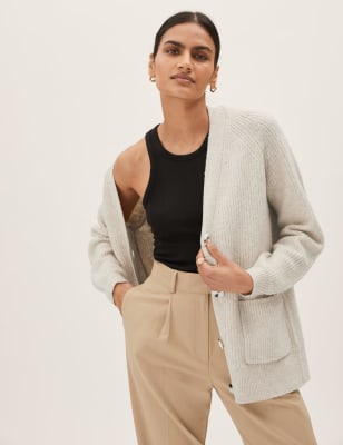 Linen Ribbed Longline Cardigan, Per Una