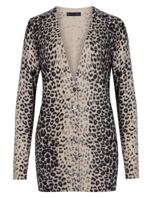 leopard print cashmere cardigan