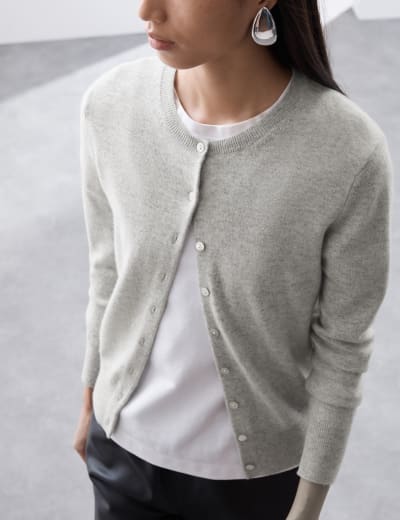 Pure Cashmere Crew Neck Cardigan Autograph M S