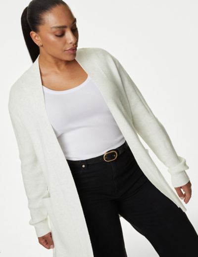 Cotton Rich Textured Longline Cardigan, M&S Collection