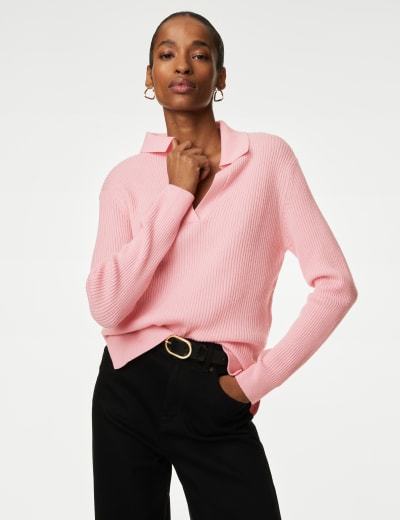 Merino Wool with Cashmere Collared Jumper Autograph M S