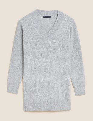 Soft Touch Textured V-Neck Relaxed Jumper