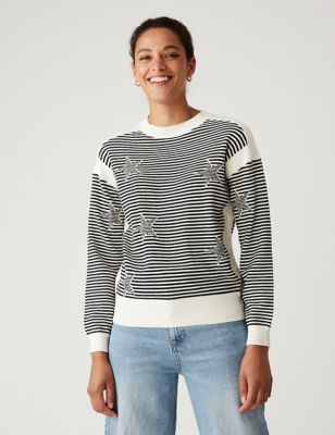 Soft Touch Striped Star Relaxed Jumper