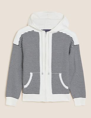 Soft Touch Striped Relaxed Hoodie