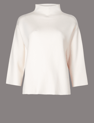 Джемпер с горловиной воронкой и рукавом 3/4