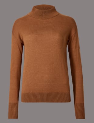 Джемпер женский, шелковый, с высоким воротником