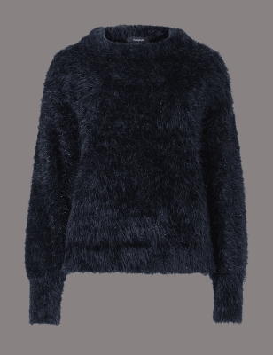 Джемпер блестящий с круглым вырезом