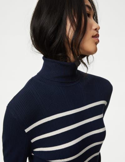Ribbed Roll Neck Knitted Top M S Collection M S
