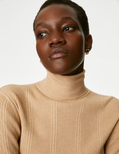 Ribbed roll neck top outlet