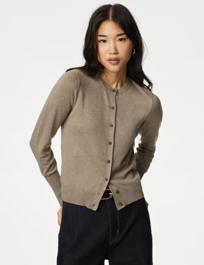 Cotton Blend Textured Knitted Jacket, M&S Collection