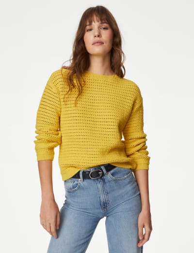 M&S Collection Cotton Rich Ribbed Collared Longline Jumper - ShopStyle  Sweaters