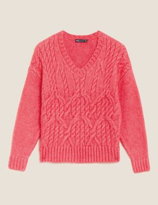Cable Knit V-Neck Relaxed Jumper