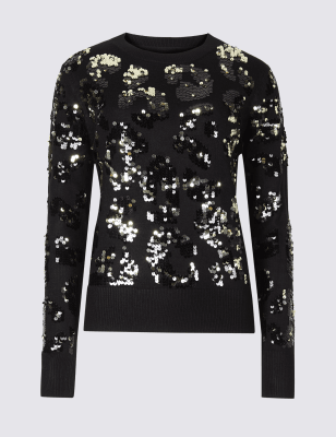 Джемпер с анималистическим принтом и блестками