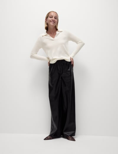 Sparkly Ribbed Polo Neck Half Zip Jumper SOSANDAR M S