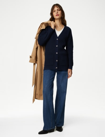 Cloud Yarn V Neck Longline Boyfriend Cardigan M S Collection M S