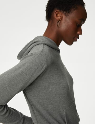 Soft Touch Textured Knitted Hoodie M S Collection M S