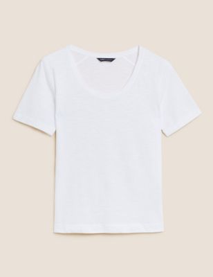 Pure Cotton Scoop Neck Short Sleeve T-Shirt