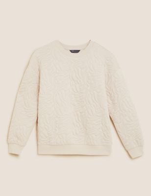 Quilted Long Sleeve Sweatshirt with Cotton
