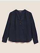 Текстурированная свободная блузка Popover с V-образным вырезом