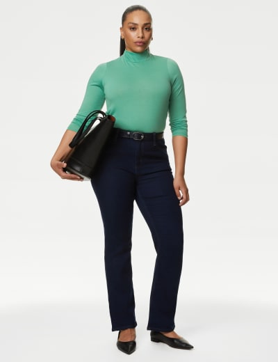 Jersey Roll Neck Relaxed Long Sleeve Top M S Collection M S