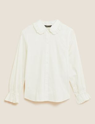 Pure Cotton Regular Fit Frill Detail Shirt