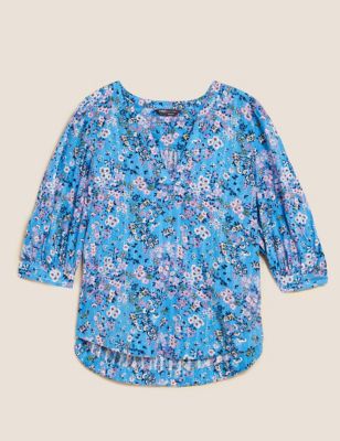 Pure Cotton Printed 3/4 Sleeve Blouse