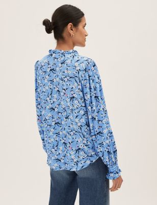 M&S Ivory Floral Print Lightweight Soft Modal Shirt/Blouse 8-24 ms-267s 