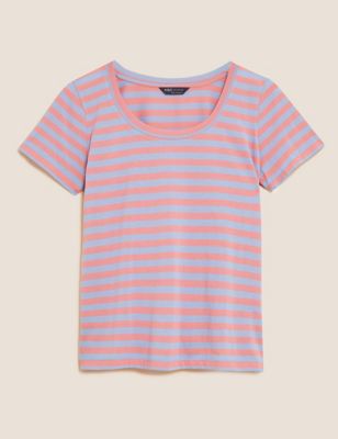 Striped Scoop Neck Relaxed T-Shirt
