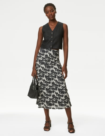 Patterned mid length skirts cheap