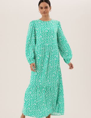 Printed Midaxi Tiered Dress