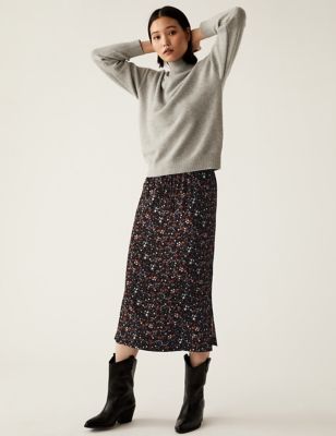 Floral Midi Straight Skirt