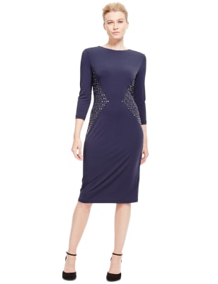 Easy Care Stud Embellished Bobycon Dress