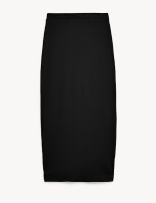 Jersey Ribbed Maxi Pencil Skirt