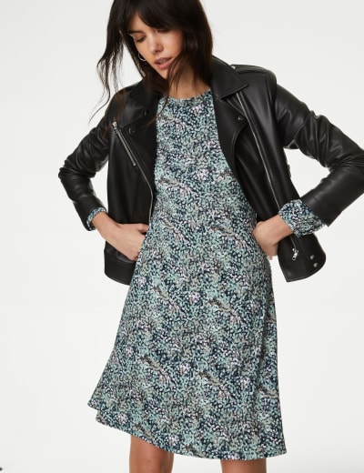 Jersey Floral Midi Skater Skirt M S Collection M S