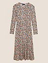 Многоярусное платье миди из джерси с цветочным принтом