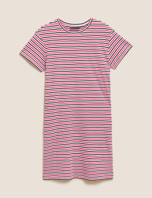 striped cotton t shirt dress