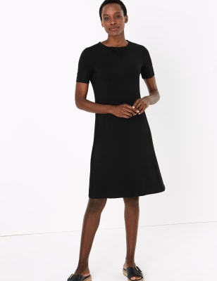 m&s black midi dress