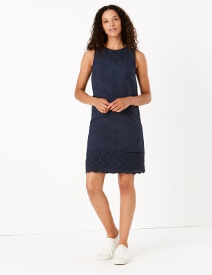 m&s linen shift dress