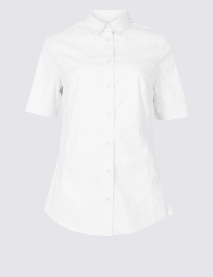 Женская рубашка на пуговицах с коротким рукавом 