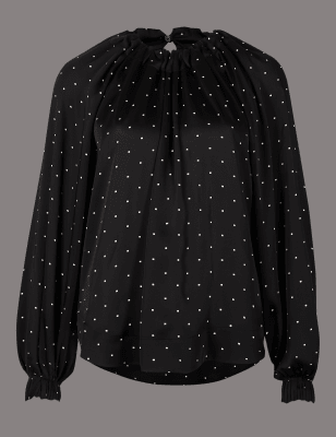 Блуза с принтом и длинным рукавом