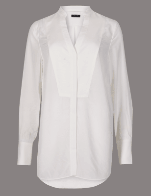 Блуза женская с вырезом Нотч и длинным рукавом