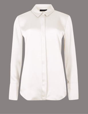 Рубашка классическая атласная с длинным рукавом