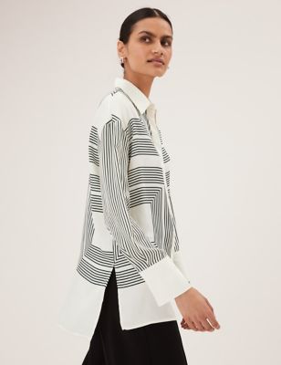 Striped Collared Longline Shirt