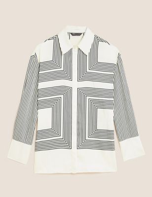 Striped Collared Longline Shirt