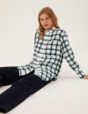 Checked Collared Oversized Shirt