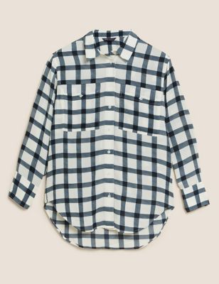 Checked Collared Oversized Shirt
