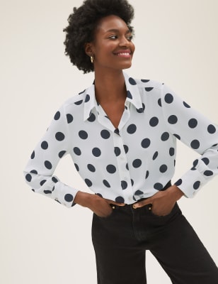 bell sleeve polka dot top