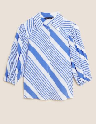 Striped Collared 3/4 Sleeve Shirt