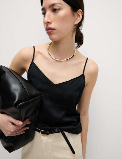 Strappy camisole in satin with side laces