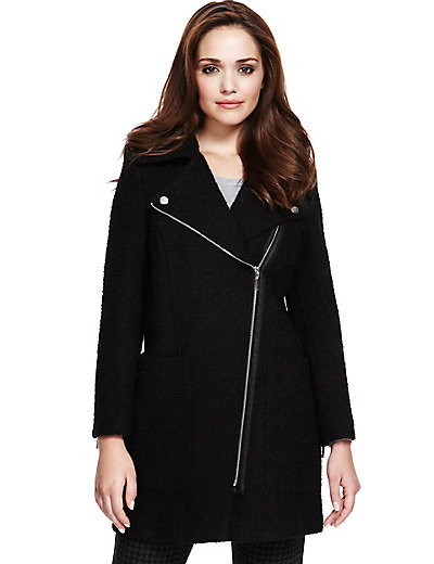Notch Lapel Mid Length Coat with Wool Clothing